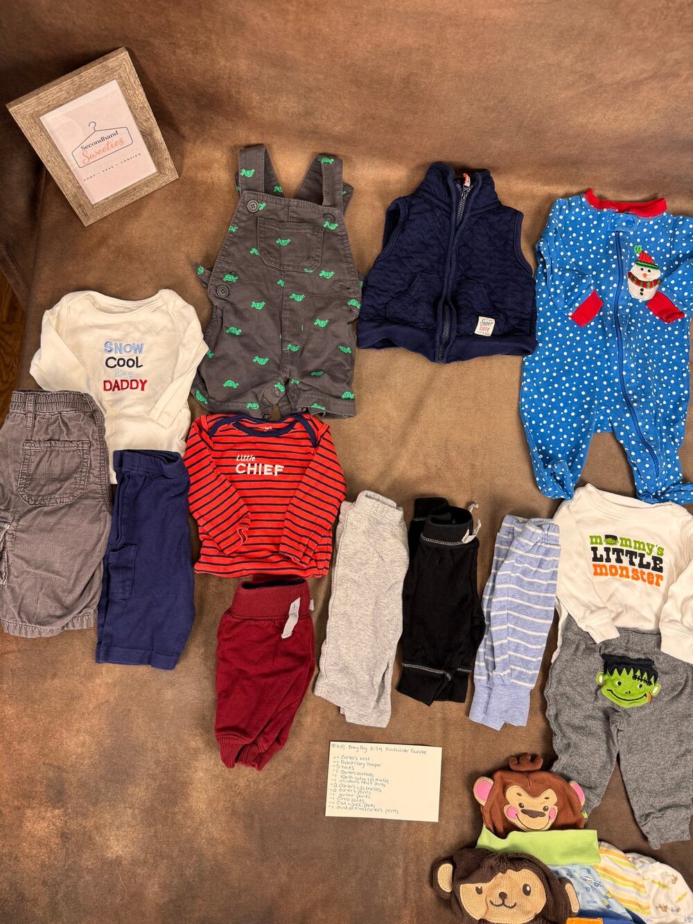 Baby Boy 0-3M Fall Winter Clothing Lot Carter’s 18 Pieces #1139